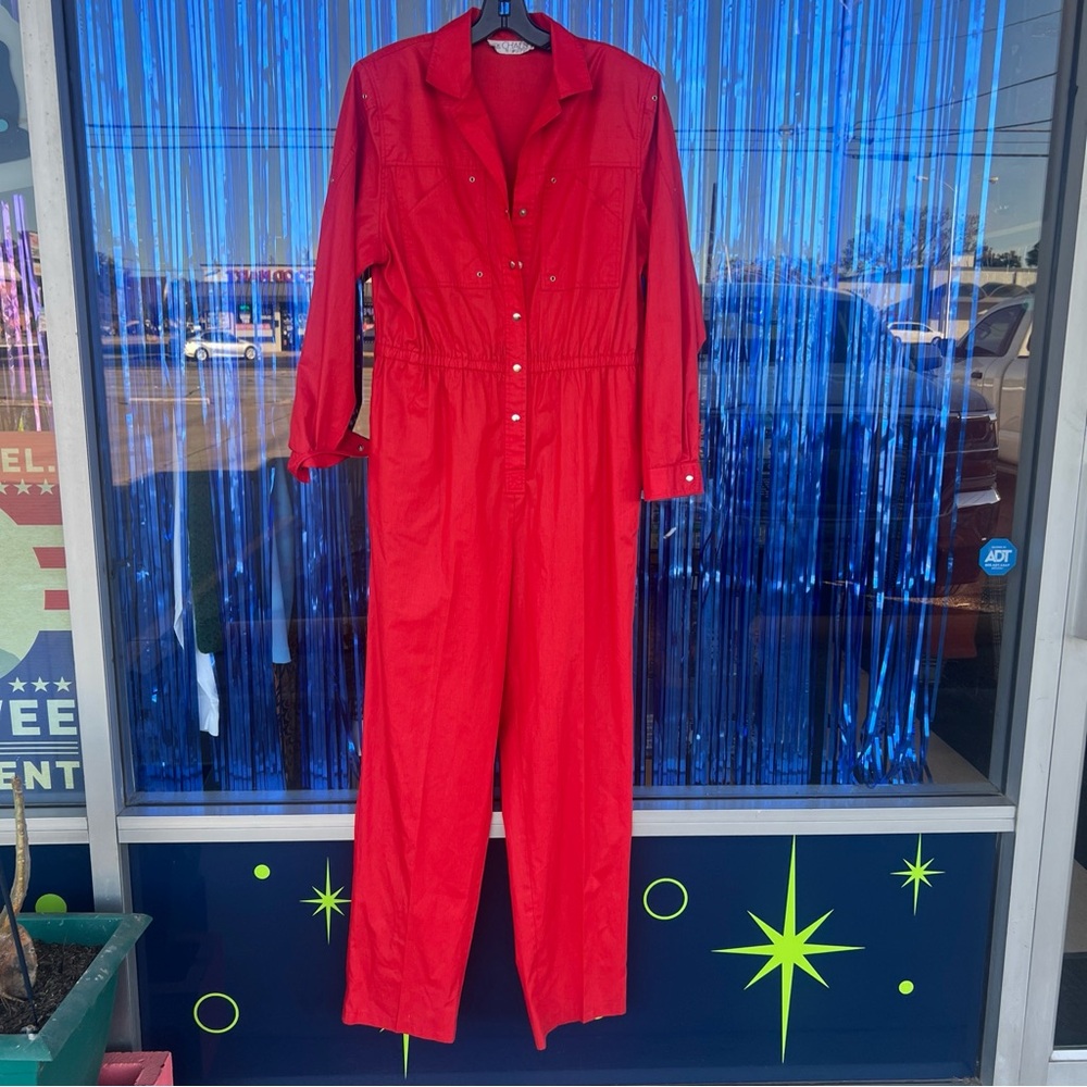 New wave 80s vintage red jumpsuit pantsuit 80s fashion size 14